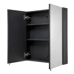 Croydex Dawley Matt Black 600mm Double Door Mirror Cabinet