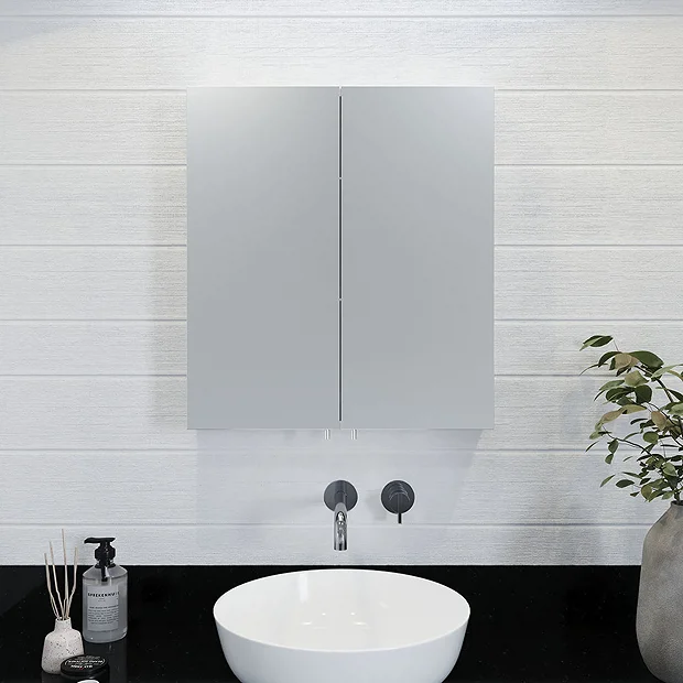 Croydex Finchley Stainless Steel Double Door Mirror Cabinet With FlexiFix 4 Croydex Finchley Stainless Steel Double Door Mirror Cabinet With FlexiFix - Image 2