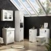 Chatsworth Traditional White Tall Cabinet With Matt Black Handles -Modern Bathroom Shop whdantbmbd2