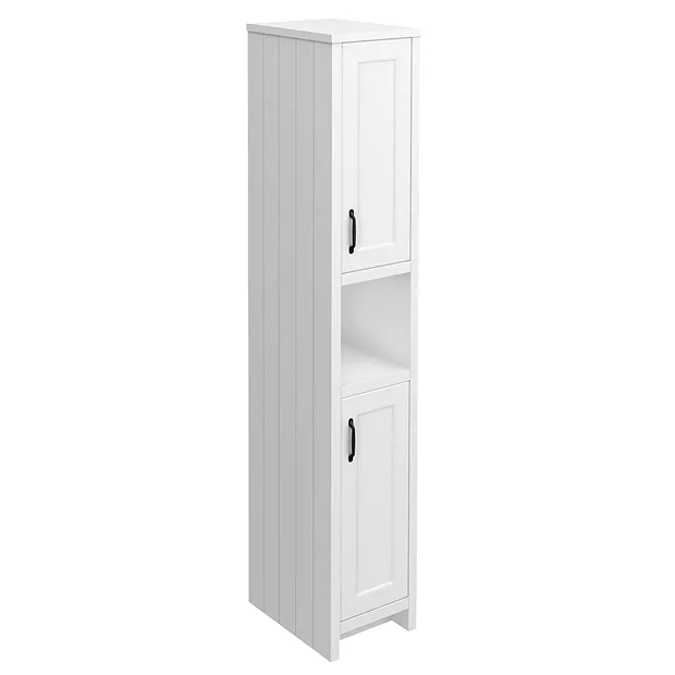 Chatsworth Traditional White Tall Cabinet With Matt Black Handles 4 Chatsworth Traditional White Tall Cabinet With Matt Black Handles - Image 2